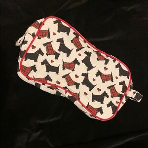 Milly Green Pooch Print Black/Red/Cream Cosmetic Bag with Side Zipper